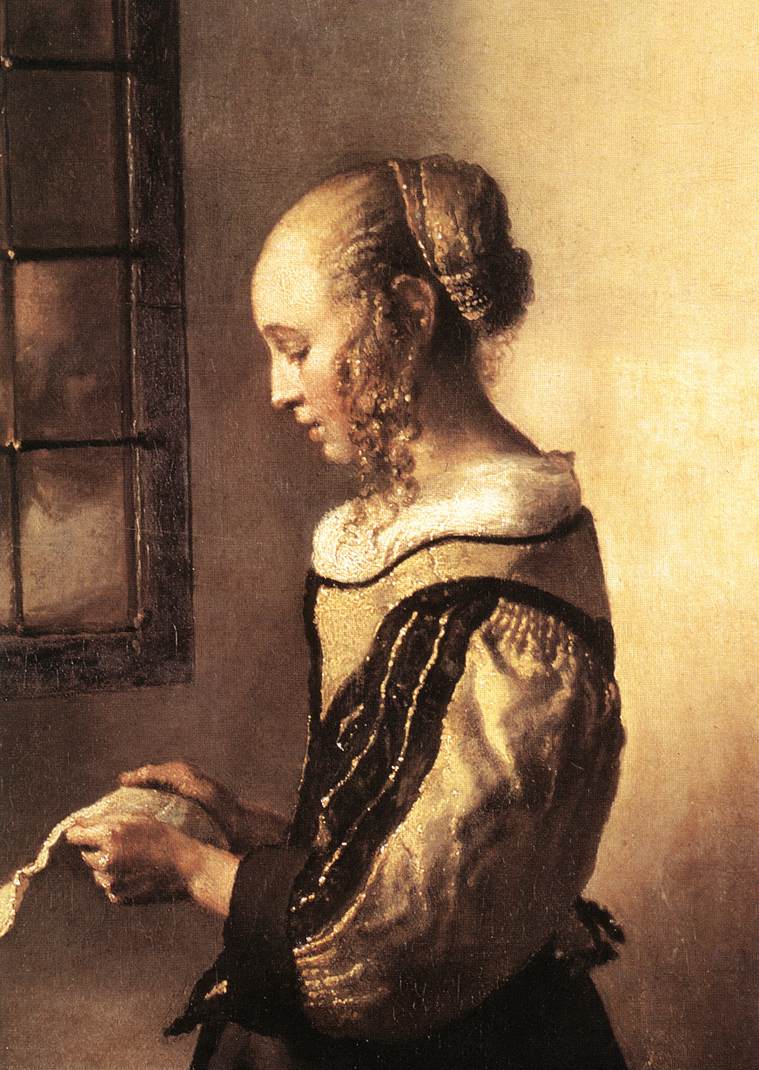 Girl Reading a Letter at an Open Window (detail) wt